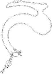 [DEARMAMY] Funny Mini Sewing Machine Scissors Necklace Creative Pendant Jewelry for Women for Tailor