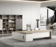 Corner desk with side cabinet/ corner work station/ L shaped desk k601 Nika Grey