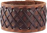 [Original Tribe] Jirong Antique Men's Brown Leather Cuff Bracelet, Leather Wrist Band Wristband Handcrafted Jewellery SL2259