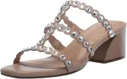 Anne Klein Womens Slip On Padded Insole Block Heel 8, Clear Crystal/Nude