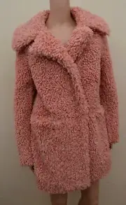 New Next Teddy Borg Blush Pink Coat Sz S UK 8-10