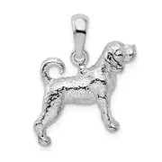 Sterling Silver De-Ani Rhodium-Plated Textured 3D Beagle Pendant