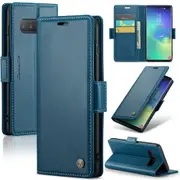 CaseMe Samsung Galaxy S10+ Plus Folio Wallet Case Cover Side Closure G975 [Blue]