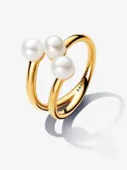 New Authentic Pandora Treated Freshwater Cultured Pearl Open Ring-163285C01