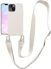 VooDirop Compatible with iPhone 13 Case Crossbody Phone Case with Lanyard Neck Strap Adjustable Shockproof Drop Protection Silicone Phone Cover for iPhone 13, 6.1’’ Stone