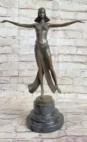 Art Nouveau Turkish/Arabian Belly Semi Nude Dancer Bronze Sculpture Figurine Art