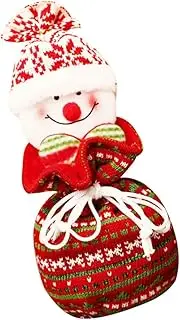 BCOATH Christmas Drawstring Bag Portable Knitted Candy Storage Bag Snowman Design for Kids Party Festive Decor Lightweight