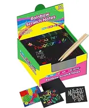 Nuhjytgf Rainbow Scratch Paper, Black Scratch-Off Board, Drawing Set Arts and Crafts Activity, Easy to Use, Tear-Resistant Paper, 9.5cm, for Birthday, Christmas Game, Ages 3+