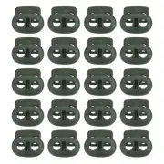 0.8x0.9" Cord Locks, 30 Pack Double Hole Spring End Toggle Stopper, Dark Green