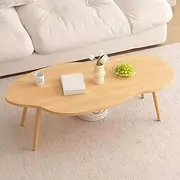 Modern Cloud-Shaped Coffee Table, 80cm x 40cm x 42cm, Living Room Furniture, Wood/White A263 (C Wood)