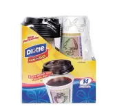 DIXIE PERFECTOUCH GRAB 'N GO 12 OZ. 14 HOT CUPS & LIDS - SEALED
