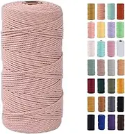 MAOQIAN Pinkish Grey Macrame Cord 2mm x 220Yards,Colored Cotton Rope Colorful Cotton Cord Soft Craft Cord Twine for Wall Hanging Plant Hangers Crafts Decorative Projects