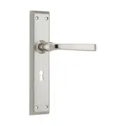 6558 Door Lever Menton Lock Pair Satin Nickel H225xW50xP75mm