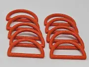 10 Vintage Orange Plastic Faux Wood Grain Texture 2" Dee Macrame Craft Rings