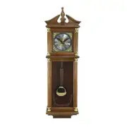 Bedford Clock Collection Pendulum Wall Clock 10.5" Antique Oak Analog Brown