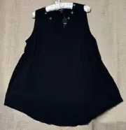 Torrid Top 1 New Black Sleeveless Rayon Grommet Tank Shirt Blouse 1X 14-16 NWT