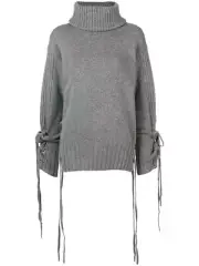 NWT Wool McQ Alexander McQueen Grey Lace-up Turtleneck Sweater XS Retail 555