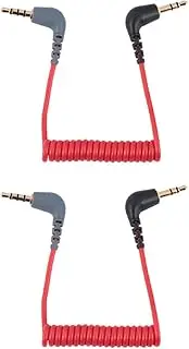 jojofuny 2pcs TRS to Patch Cable Microphone Transformation Cord Corded Telephone Red Extension Audio Cable Phone