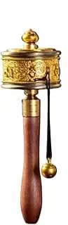 Hand Cranking Buddhist Prayer Wheel-Hand Held Prayer Wheel-Brass Tibetan Prayer Wheel-Buddha Worship Scriptures Prayer Wheel Six-Character Truth