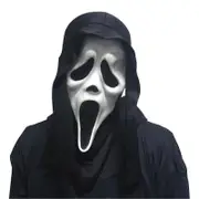 Scream Mask With Black Hood Ghost Face Halloween Fancy Dress Accessory