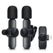 2 Pack Wireless Microphone Mini Mic for iPhone 7-14 iPad, Tiny Lavalier Micro...