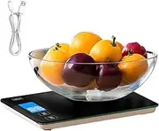Digital Food Scale, Smart Baking Tool, Precision Kitchen Weighing Device, Touch Control LCD Display, USB Rechargeable, (1g-3000g, Black), for Coffee, Tea, Cooking