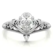 Chevron Pear Shaped Ring Pear Moissanite Engagement Ring