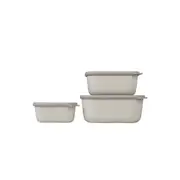 3pc Mepal Multi Cirqula Food Bowl Storage w/ Lid Set 750ml/1.5L/3L Nordic WHT