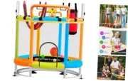 Trampoline for Kids - Anti-Rollover Round Bottom - Double Safety Handles -