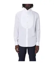 Emporio Armani Curved Hem Tuxedo Shirt IT39,IT41,IT40,IT45,IT44,IT43,IT42,IT38,IT37 White