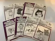 8 Vintage Pretty Punch Hot Iron Transfer Patterns Dogs Cats Fish Horse Owl Sheep
