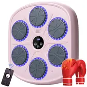 Music Boxing Machine,Electronic Boxing Target Equipment,Intelligent Boxing Trainer with Volume Control Bluetooth Gloves,Workout Punching Pad for Adults&Kids-Pink
