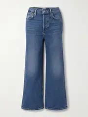 [RE/DONE] RE/DONE - Cropped High-rise Wide-leg Jeans - Mid denim - 24 24 Blue