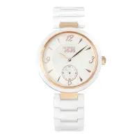 在飛比找Yahoo奇摩購物中心優惠-NATURALLY JOJO 精緻小秒針陶瓷時尚腕錶-白色珍