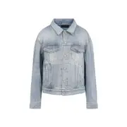[Balenciaga] Balenciaga-Light Blue Standing Collar Cotton Jacket-Donna XS STAND