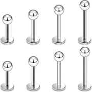[Vqoxaggi] 16G Labret Piercing Jewelry Surgical Steel Monroe Piercing Lip Rings Studs Snake Bite Jewelry for Women Men Bar Length 6mm/8mm/10mm/12mm