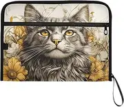 YMXFXP Expandable Filing Folder Cat Flower Cute, 13-Pocket Funny Cute Design with Sticky Labels, A4 Letter Size Document Organizer for Office, School, Boys, Girls
