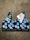 NEW NWT Calvin Klein One CK One Blue Floral Unlined Bralette Size Medium