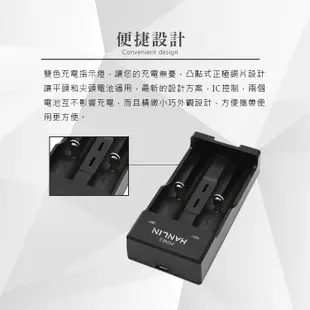 HANLIN-POW2-智能2槽18650電池充電器#現貨 18650 電池 充電器 燈號提示 USB