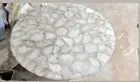 White Agate Round Table, Agate End Table, Agate Side Table, Agate Custom Table