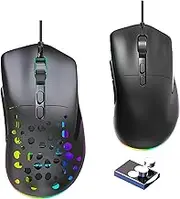 Sokelinn-six Wired Gaming Mouse, Lightweight Computer Gaming Mice with Honeycomb Shell, 13 Led Light Modes, 6 Adjustable DPI, 7 Programmable Buttons for Windows PC Mac Laptop Gamer (Black)