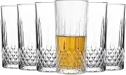 Drinking Glasses Set of 6 - Highball Glasses - 11 oz Tall Water Glass Sets - Glassware for Bar Mixed Drink Cocktail, Juice, Mojito, Iced Tea