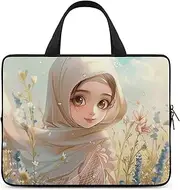 Laptop Case Sleeve Shockproof Computer Carrying Bag Cartoon Muslim Girl Laptop Bag Tote Lightweight Notebook Case Cover Traveling Briefcase Handle Bags for Travel Business 17inch