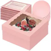 12x12x6 Cake Box 18 Sets Pink Cake Box with Window ＆ 18 Sets 12" Pink Cake Ro...