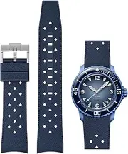 [Niziruoup] Strap for Blancpain Swatch Tropical Style 22mm Curved Soft Premium Silicone Rubber Replacement Band for Blancpain Swatch Fifty Fathoms Men Women, with Hex Spanner Tool Kit