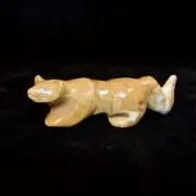 Zuni Fetish by Calvert Bowannie, Zuni Stone Mtn. Lion w/Turquoise Eyes, 3 1/4"