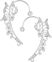 [SAFIGLE] 1 Pair Rhinestone Ear Hooks Non Piercing Earring Clip for Women Butterfly Style Earrings