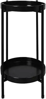 [Levede] 2 Tier Metal Plant Stand Indoor Outdoor, 50CM Tall Robust Flower Pot Stand Heavy Duty Metal Plant Shelf, Rustproof Iron Round Supports Rack for Planter Corners Gardens Balconies Patios, Black