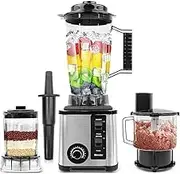 1200W 6-in-1 Multi-Functional Food Processor and Mixer-1-15-speed Variable Speed Kitchen Machine with 3L Mixer, 1.5L Meat Grinder and 0.5L Grinding Cup-for Smoothies, Chopping, Mixing,Silver