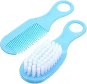 Generic Infant Hair Brush Comb Set Baby Grooming Kit Soft Brush Comb Newborn Baby Grooming Tools Anti-Static Blue
